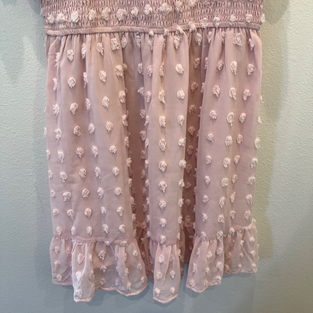 NWT TECREW Short Sleeve VNeck Mini Swiss Dot Flowy Babydoll Summer Dress Med - Picture 9 of 10